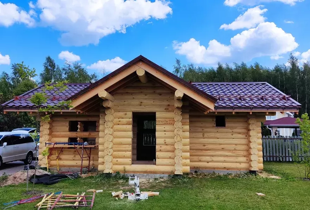 Баня #1297 в июле 2023 года, начинаем окосячку проемов