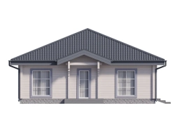 Одноэтажный дом из бруса с вальмовой крышей: 3 спальни