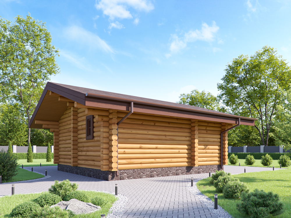 Баня из бревна с купелью #1290