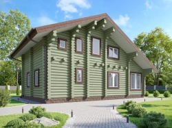Современный дом с мансардой из бревна