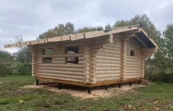 #1407 баня под временные стропила в бревне 240мм, октябрь 2023