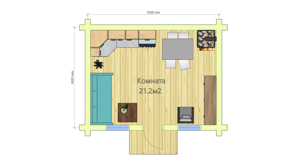 План одноэтажного сруба #1222