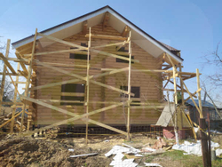 Сруб-коттедж 848: обсада (окосячка), окна, двери, водосточная система, фундамент винтовые сваи