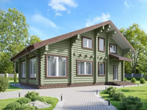Современный дом с мансардой из бревна