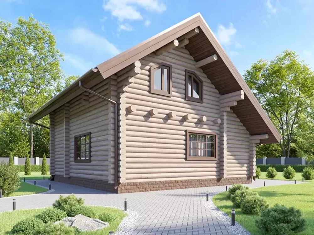 Баня c мансардой 9х9 из сруба