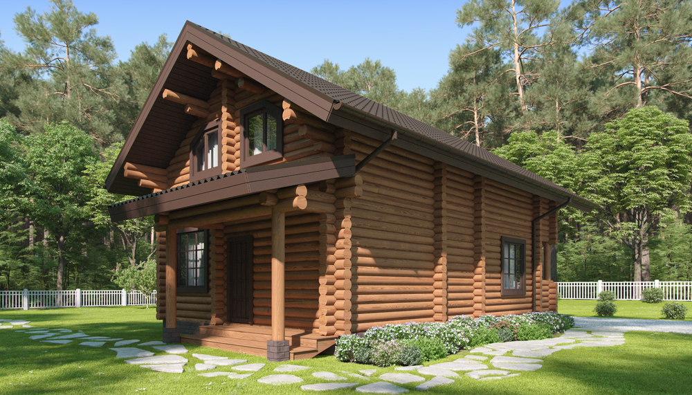 Деревянные дома с мансардой, балконом и террасой в скандинавском стиле