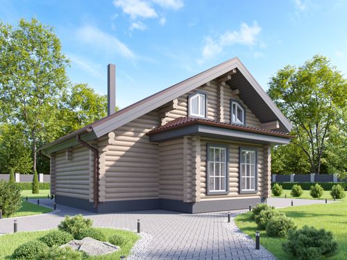 Баня c мансардой и эркером