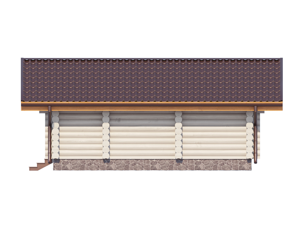 Небольшая баня из бревна с крыльцом