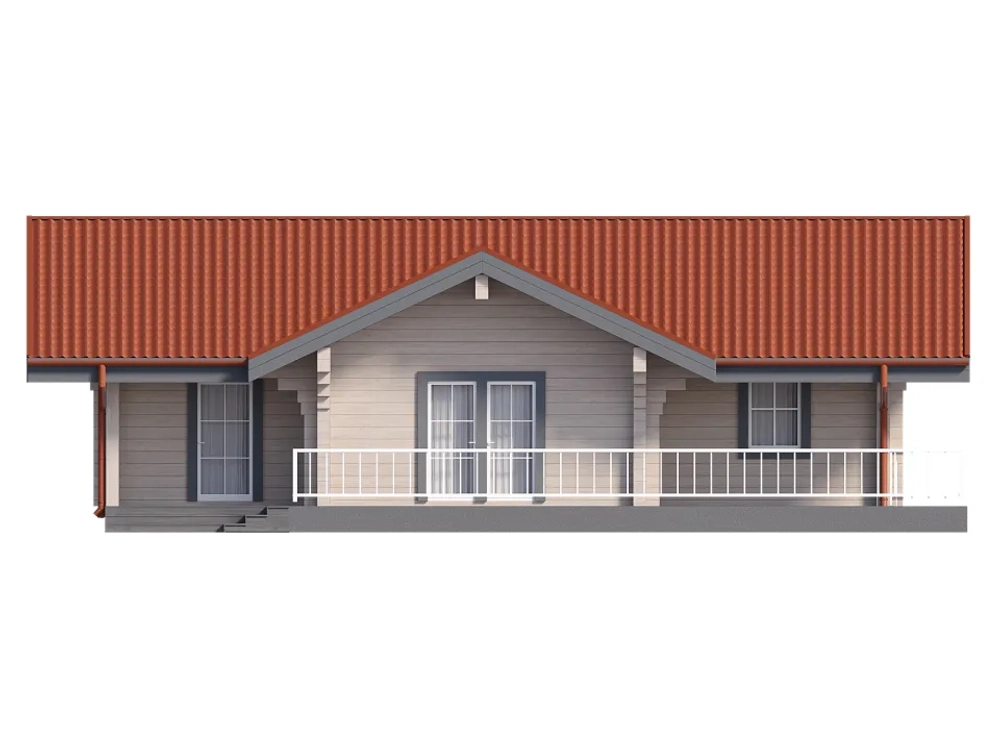 Одноэтажный дом из бруса 10х12: 3 спальни