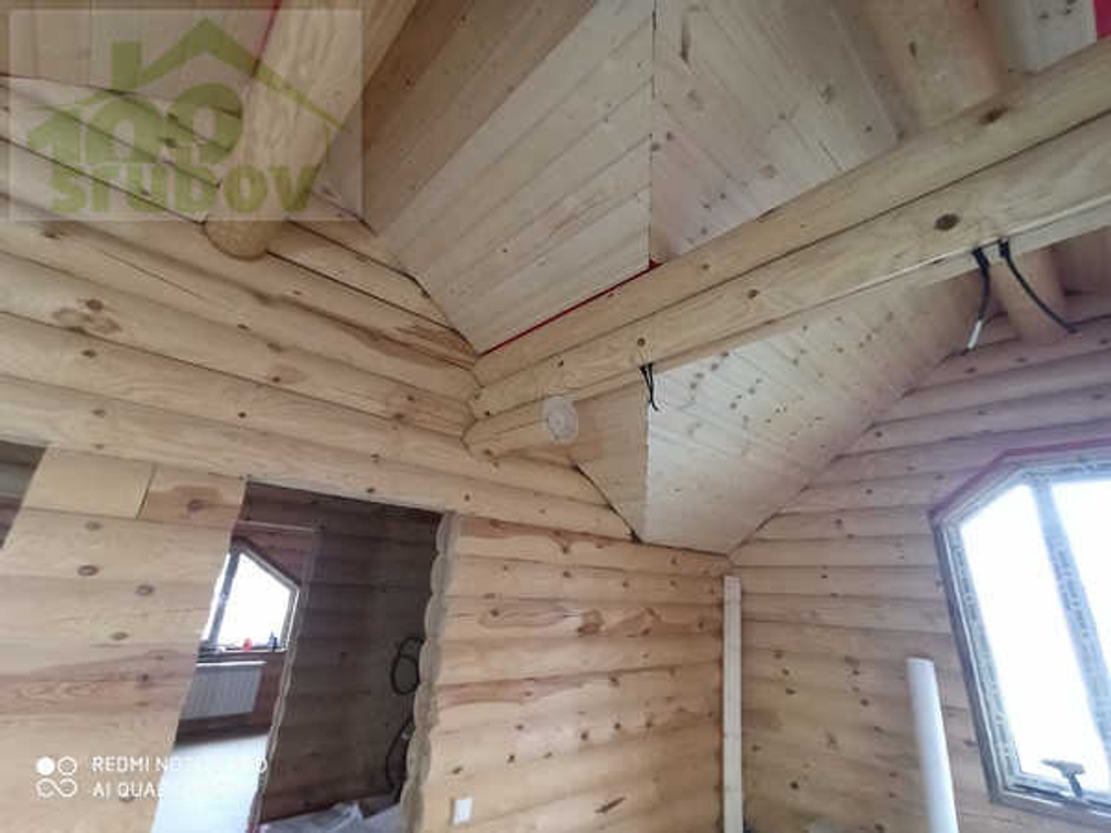 Сруб-коттедж 848: обсада (окосячка), окна, двери, водосточная система, фундамент винтовые сваи