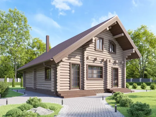 Баня c мансардой 9х9 из сруба