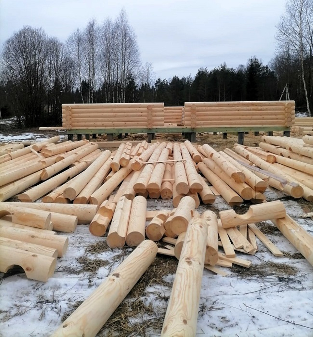 Сборка сруба 1489 в бревне 220 мм. Январь 2025 года.