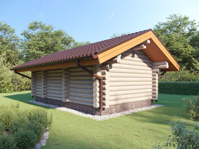 Небольшая баня из бревна с крыльцом 2