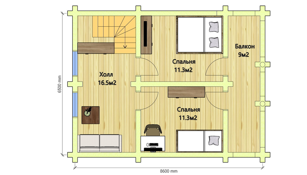 план первого этажа дома из бревна #1194