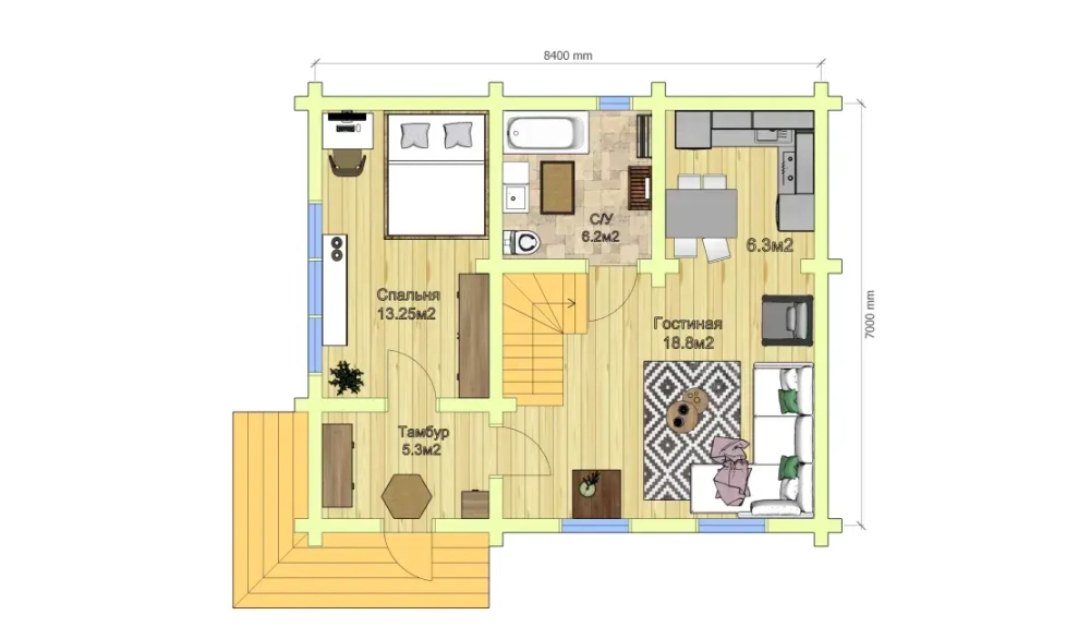 Современный дачный дом с мансардой