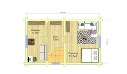 Дом-баня из бревна с террасой