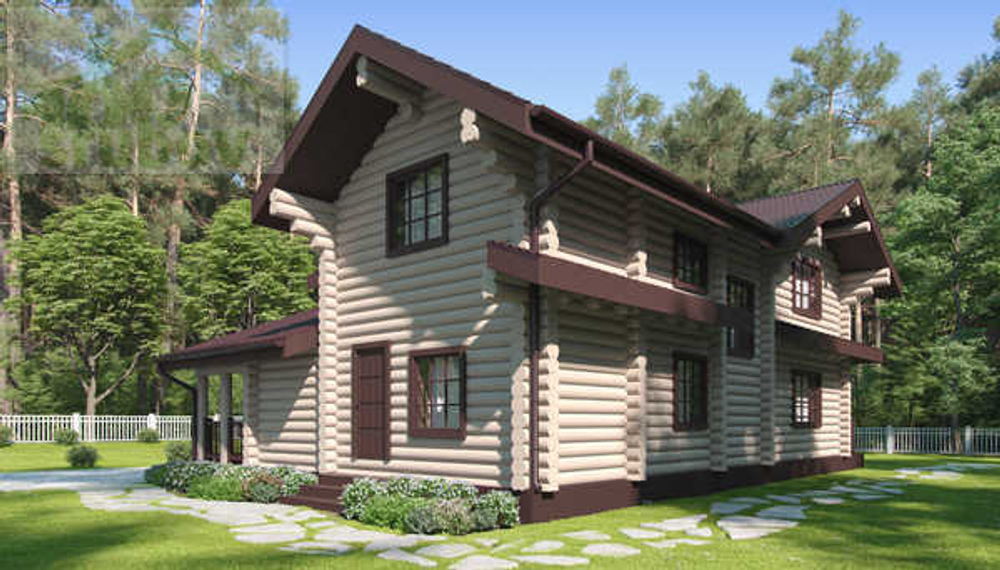 Строительство срубов домов из бревна с балконом