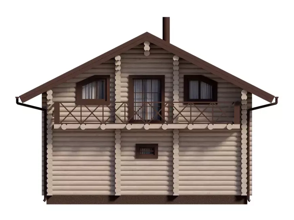 Дом-баня из бревна сруба 8 х9 с мансардой и балконом