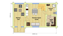 план 1 этажа дома из бревна #1083