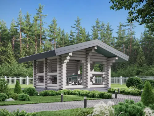 Квадратная одноэтажная беседка 5 х 5 из бревна