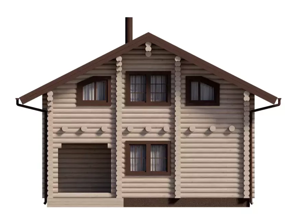 Дом-баня из бревна сруба 8 х9 с мансардой и балконом