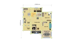 Деревянный дом с террасой и мансардой