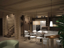 Визуализация интерьера коттеджа из бревна #272