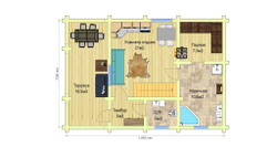 План первого этажа дома-бани из сруба #510