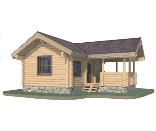 Дом с террасой и сауной из сруба