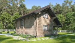 Дом-баня из бревна с террасой