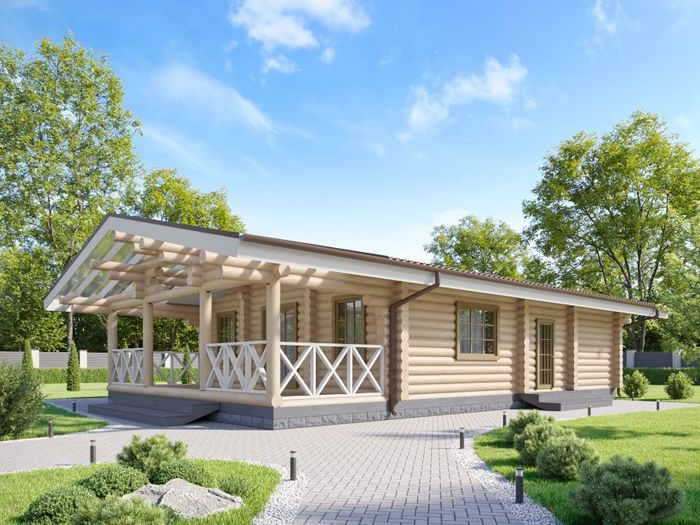 Деревянный дом-коттедж с 2 спальнями