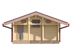 Домик-мастерская-кухня-беседка из бревна с дровником и террасой под одной крышей