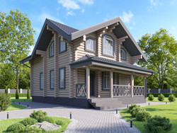 Дом-коттедж #902 из оцилиндрованного бревна с мансардой