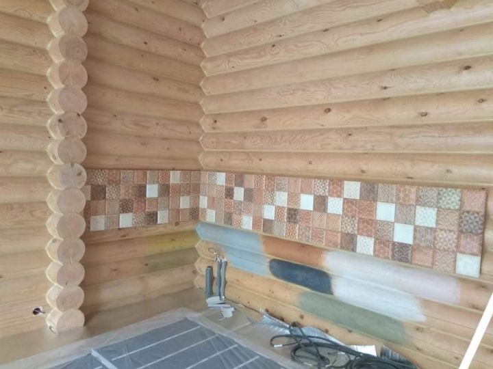 Покраска сруба дома из бруса/бревна