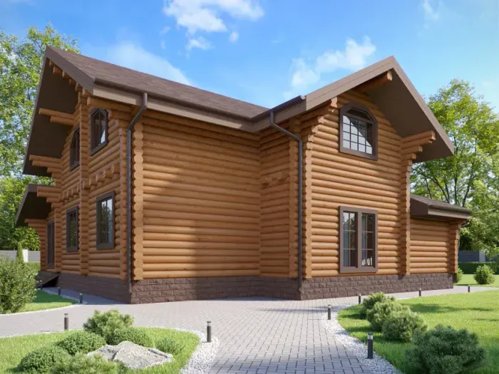 Деревянный дом с террасой и мансардой 2