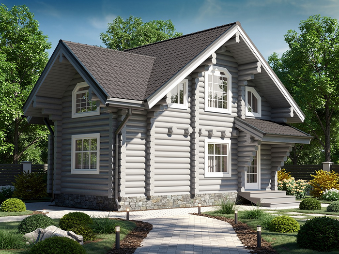 Современные коттеджи из бревна 10х10