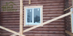 установка окон и отделка проемов бани #1000