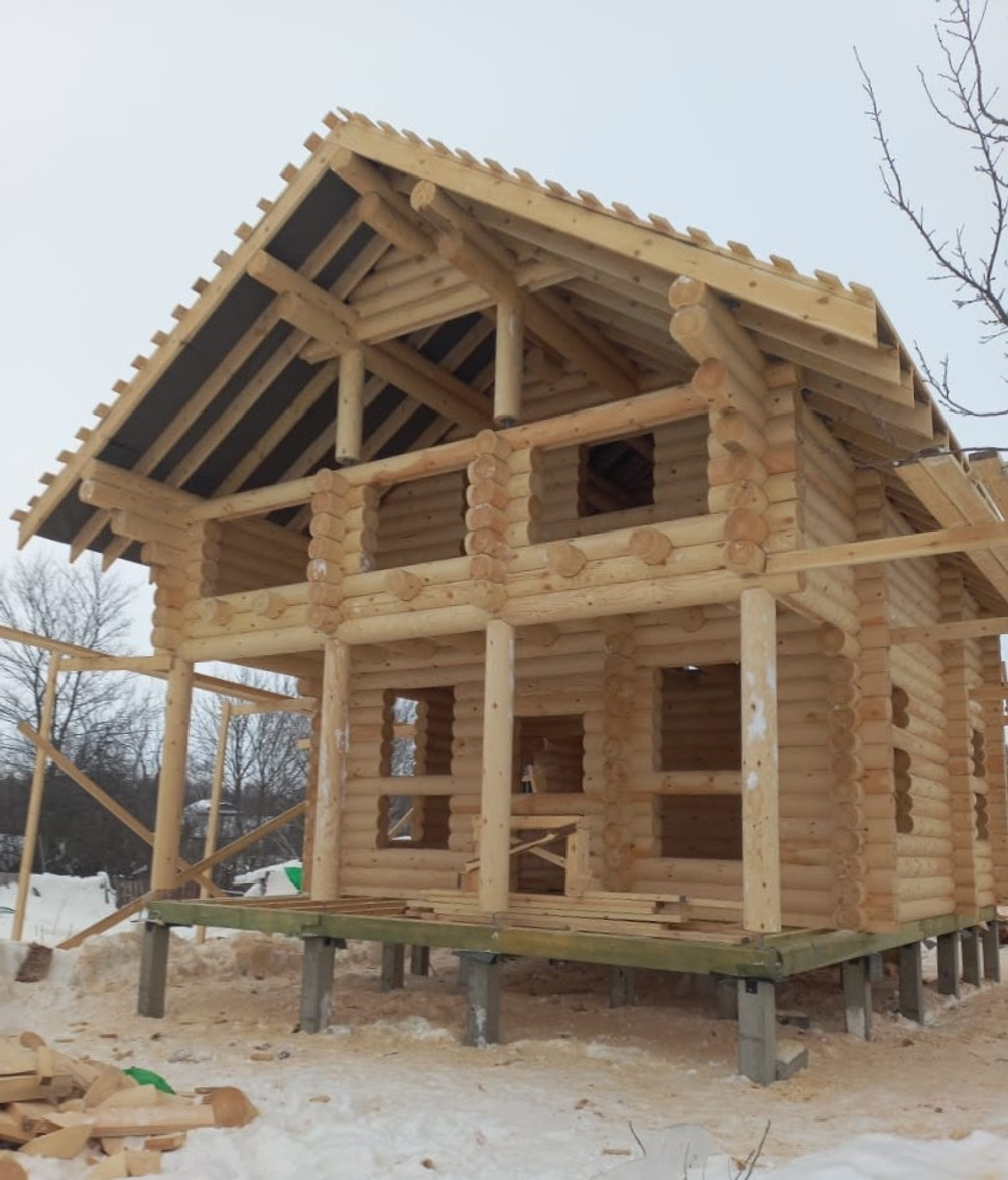 сруб #1194 со сборкой под постоянные стропила, январь 2022