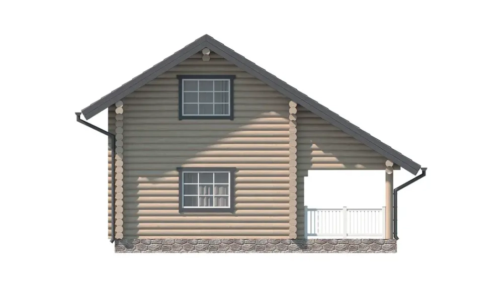 Дом-баня из бревна с террасой