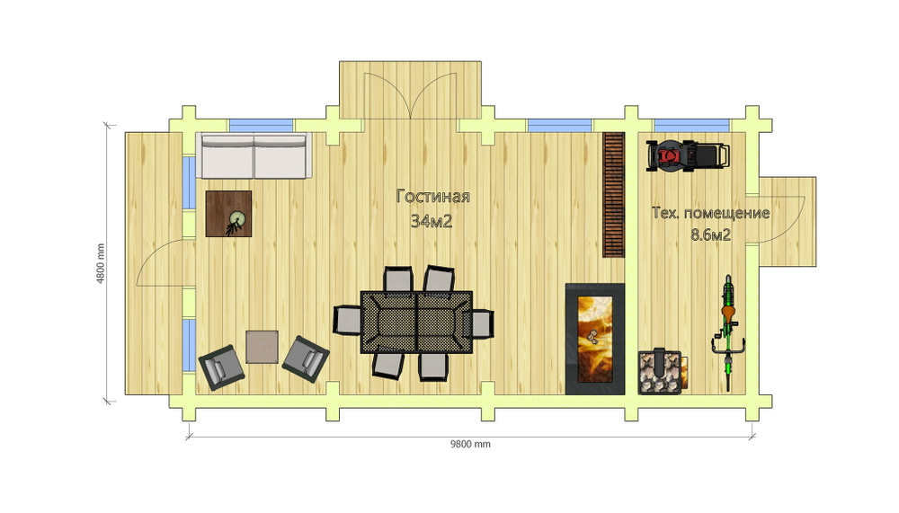 Планировка зимней беседки из бревна #903