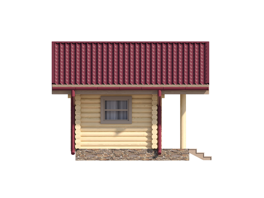 Домик-мастерская-кухня-беседка из бревна с дровником и террасой под одной крышей