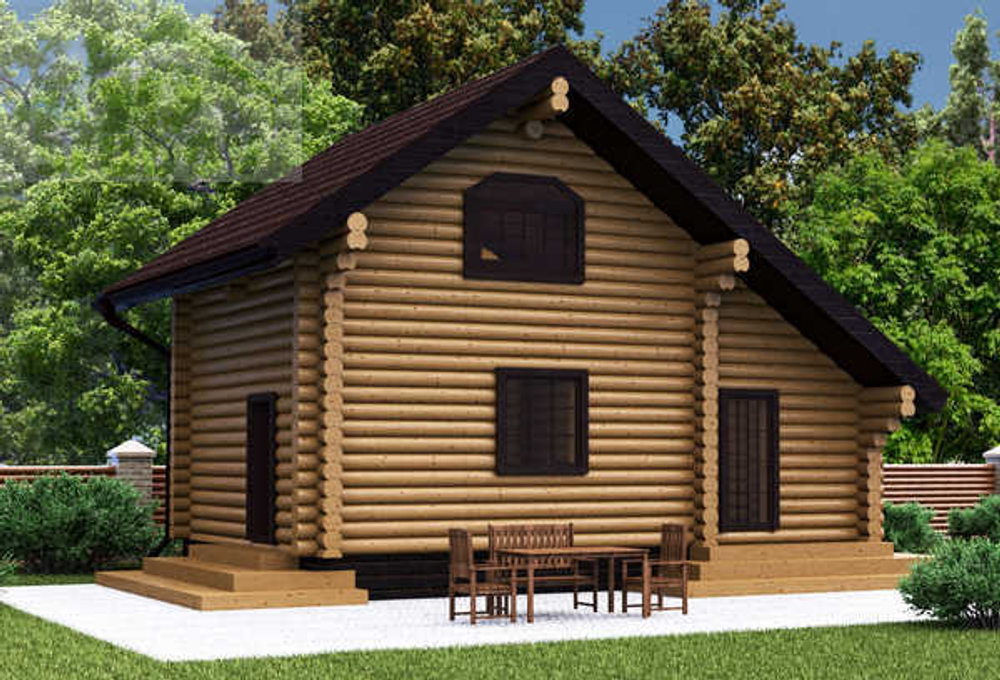 Проект бани 6х9 с мансардой #1000