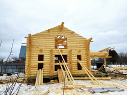 #1224 сборка сруба из бревна 280мм в марте 2022