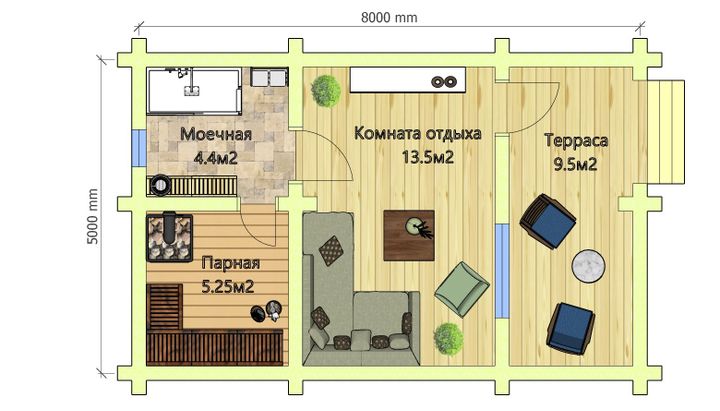 Бани с террасой