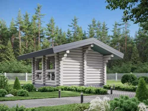 Квадратная одноэтажная беседка 5 х 5 из бревна