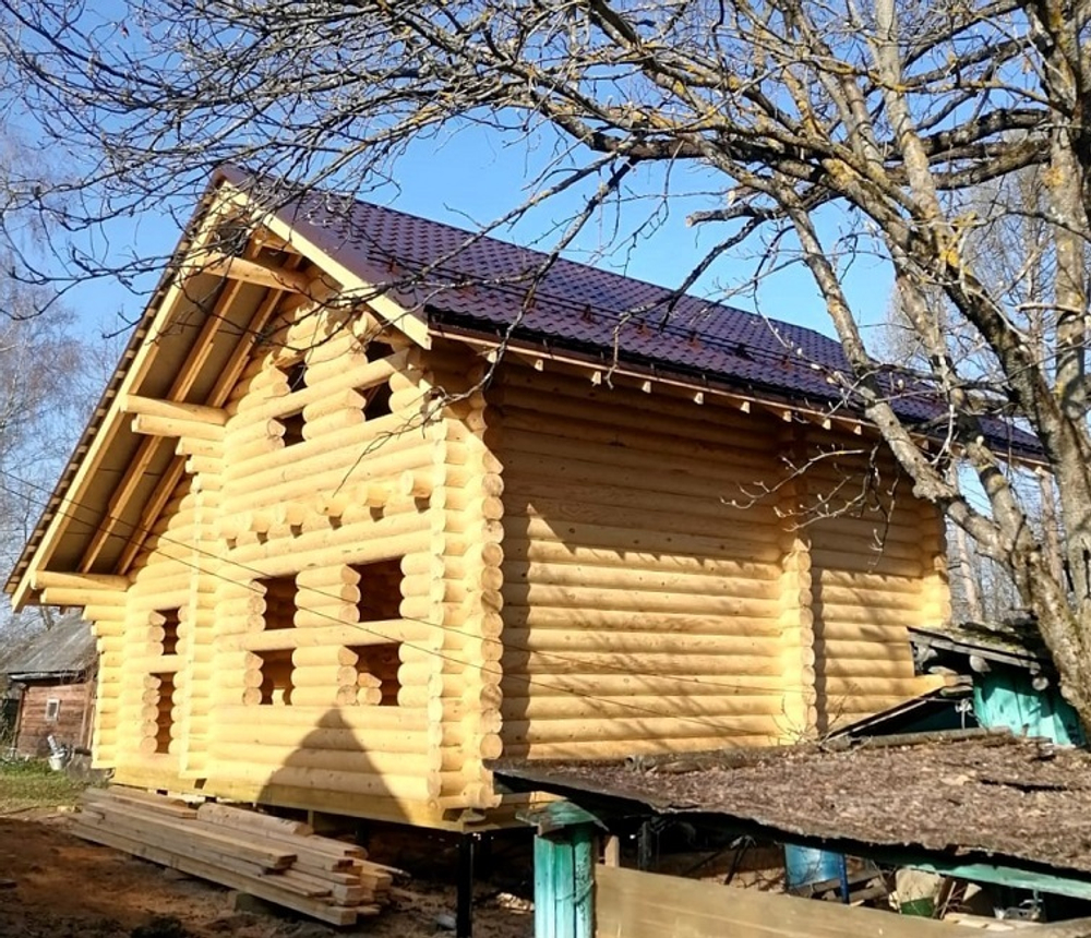 Баня 1531 с мансардой в апреле 2025 года. Бревно 240мм