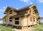 сборка дома #1468 из бревна 280мм в августе 2024 под металлочерепицу