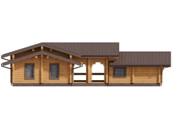 Дом-дуплекс из бревна одноэтажный