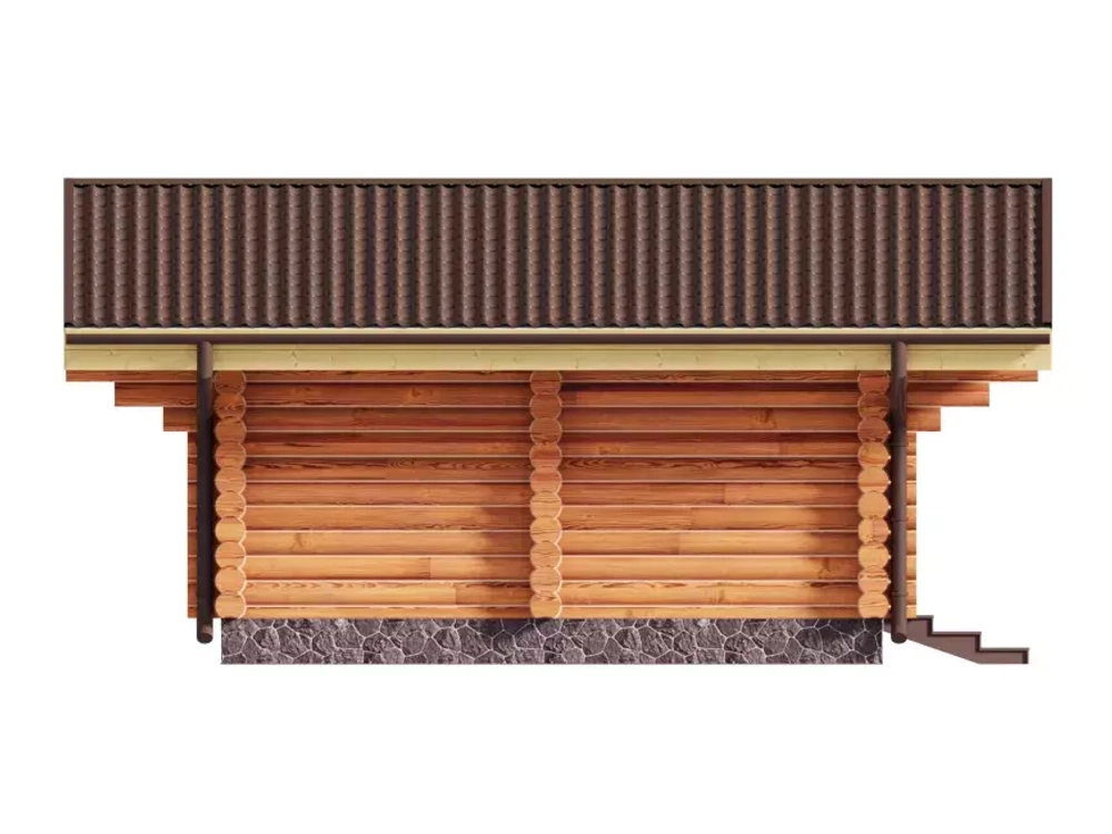 Одноэтажная баня из бревна с комнатой отдыха