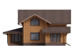 Деревянный дом с террасой и мансардой